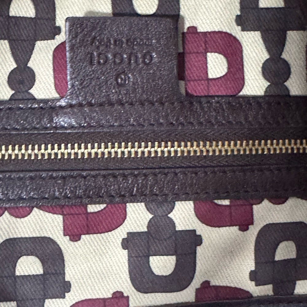 Gucci Dark Brown Embossed Leather Tassel Satchel with Gold Hardware - Picture 5 of 6